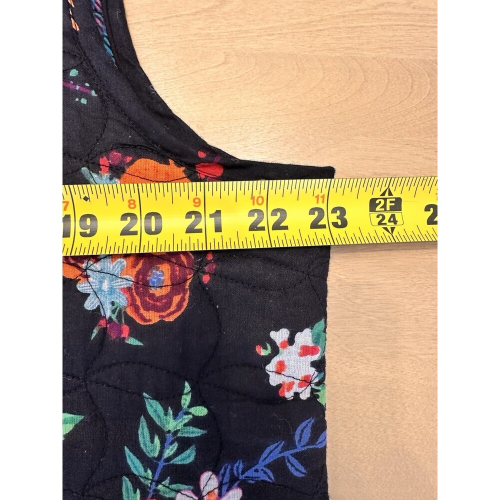 Blair Quilted Floral Vest Black Cottagecore Button Front Size L - Picture 7 of 7